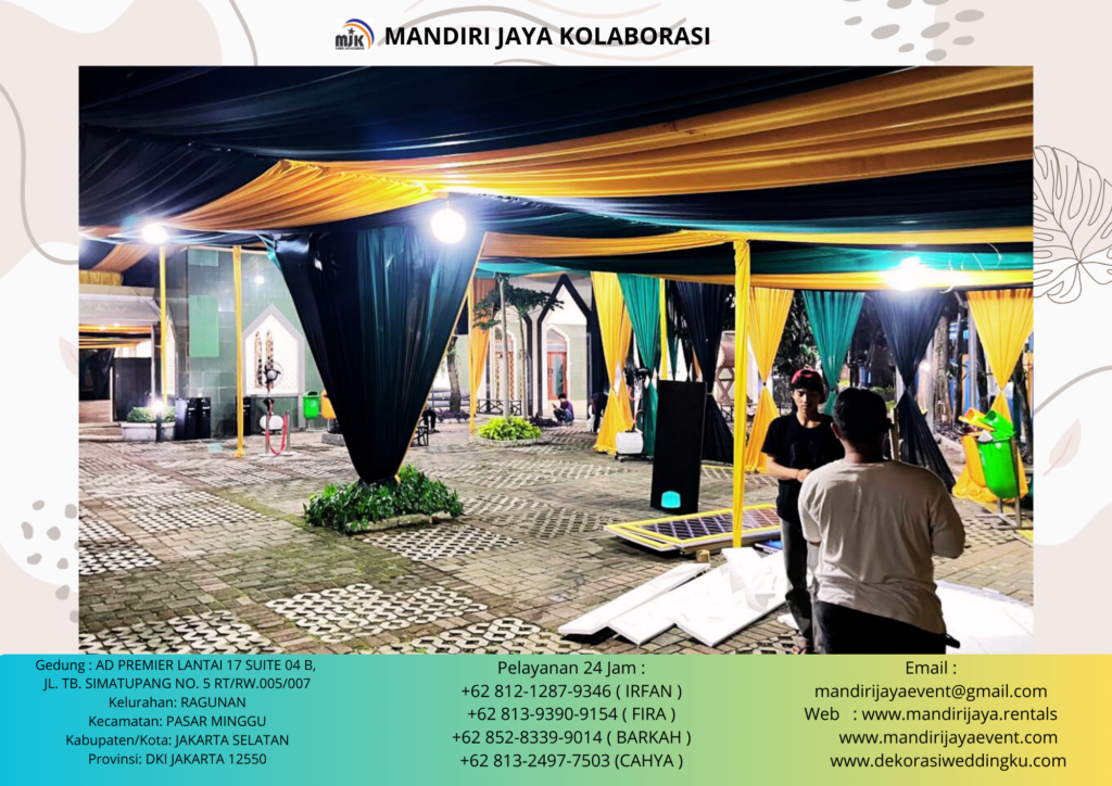Sewa Tenda Serut Kain Hitam Gold Area Bogor