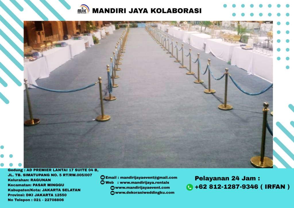 Tiang Pembatas Antrian Gold Tali Biru Elegan Daerah Menteng Jakarta