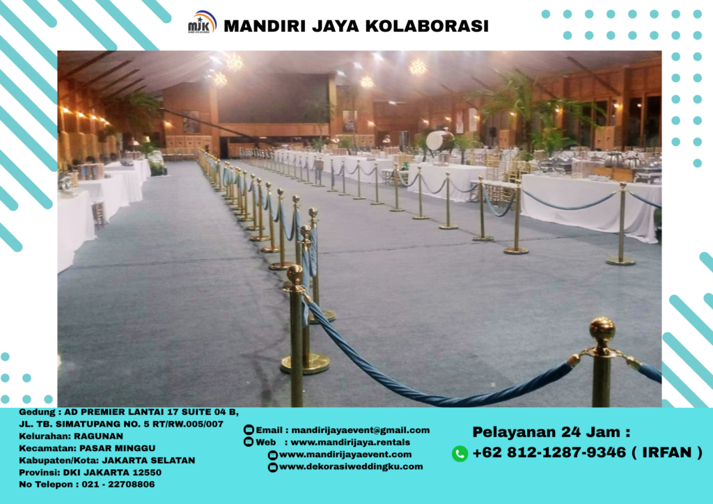 Tiang Pembatas Antrian Gold Tali Biru Elegan Daerah Menteng Jakarta