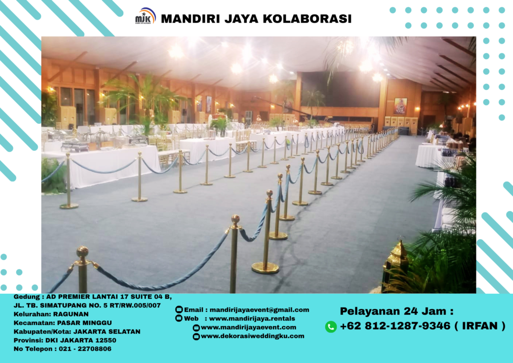 Tiang Pembatas Antrian Gold Tali Biru Elegan Daerah Menteng Jakarta