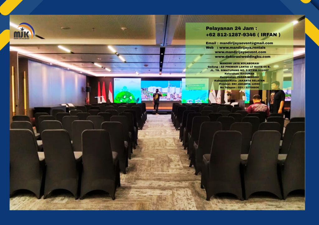 Sewa Kursi Susun Hitam,Meja Kaca VIP Hitam Event Danatara Jakarta