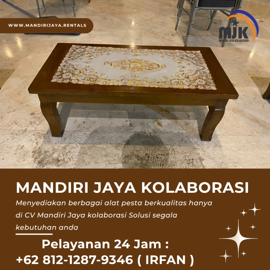Sewa Meja Vip kayu Taplak Premium Area Kelapa Gading Jakarta