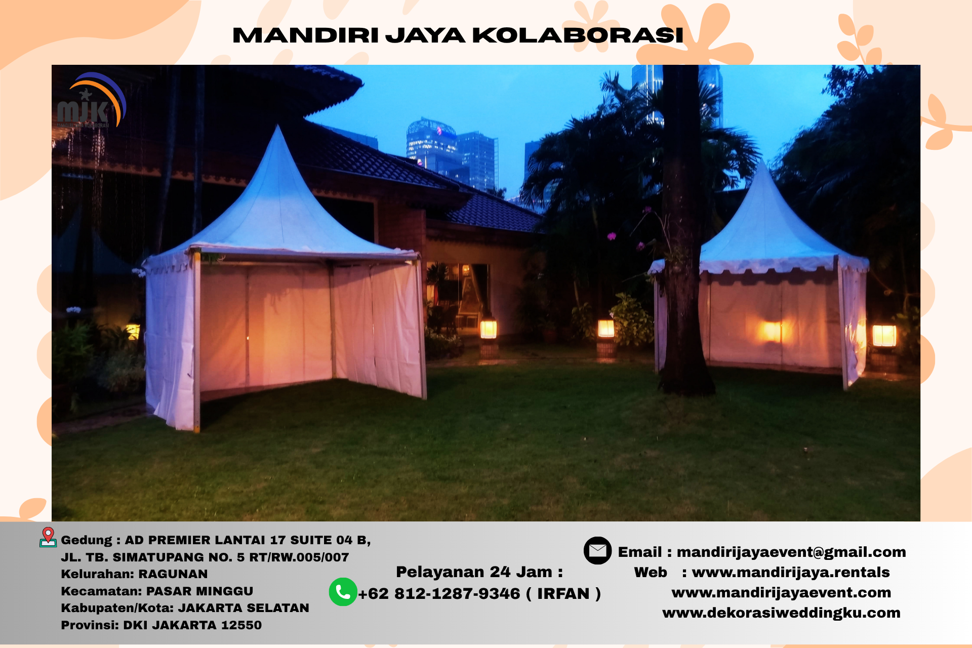Sewa Tenda Kerucut Sarnafil Putih Siap Setting Di Jakarta