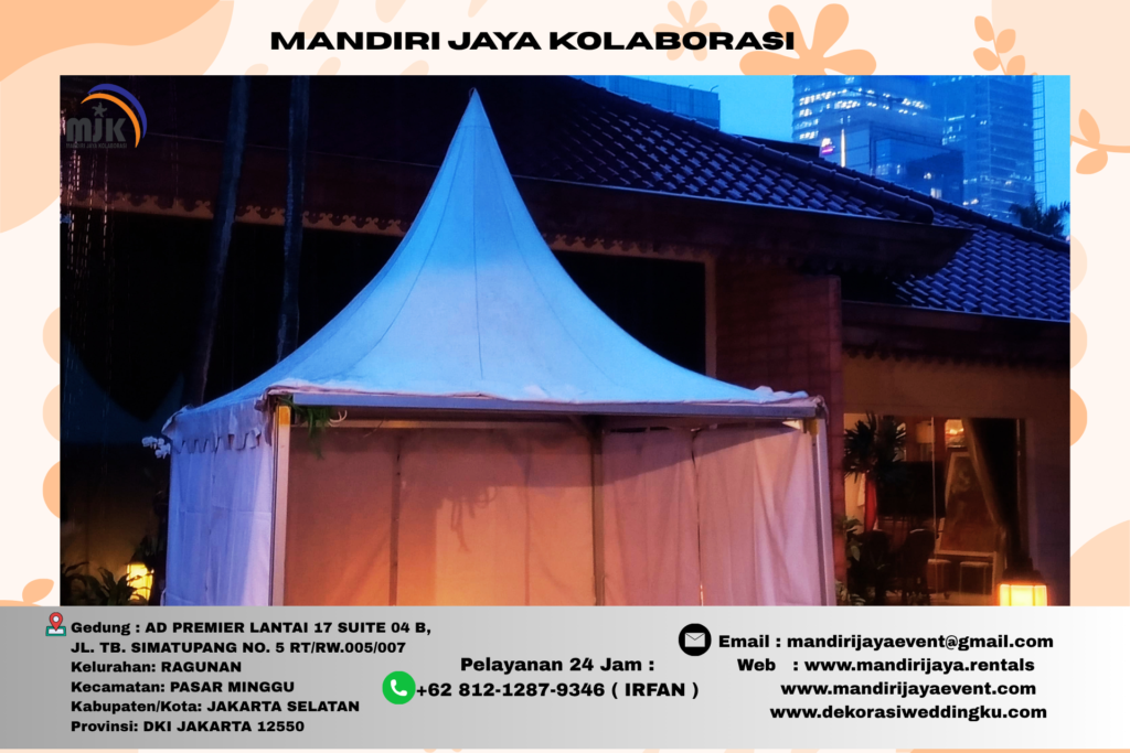 Sewa Tenda Kerucut Sarnafil Putih Siap Setting Di Jakarta