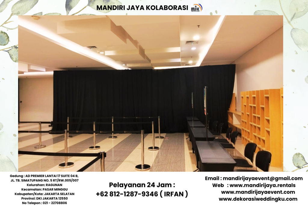 Sewa Tirai Hitam Lotto Tebal Siap Setting Area Jakarta Barat