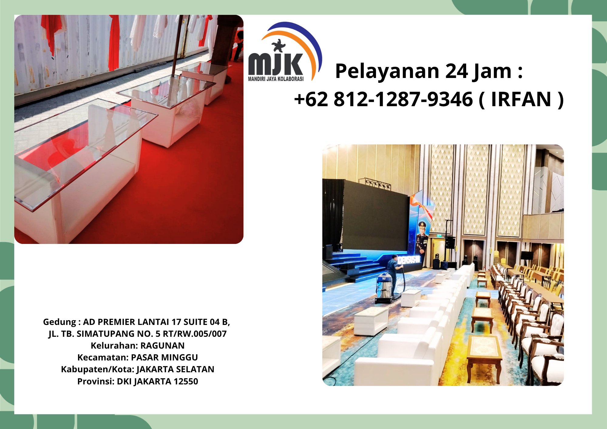 Jasa Sewa Sofa Putih,Meja Kaca VIP Bogor