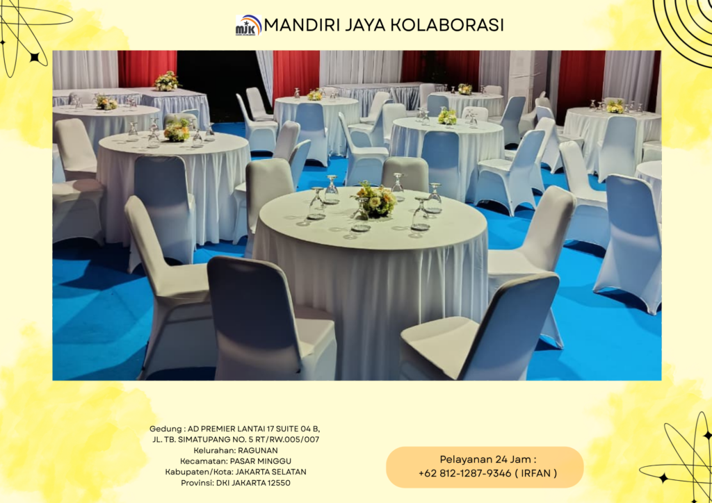 Sewa Round Table Cover Putih,Hitam,Gold Jakarta