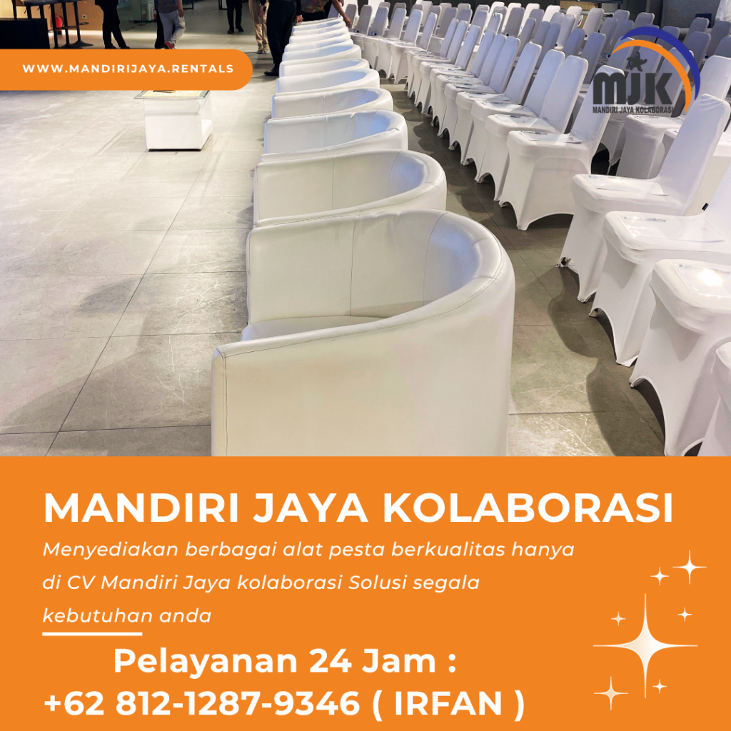Sewa Sofa Oval Kursi Susun Cover Ketat Putih Area Bekasi