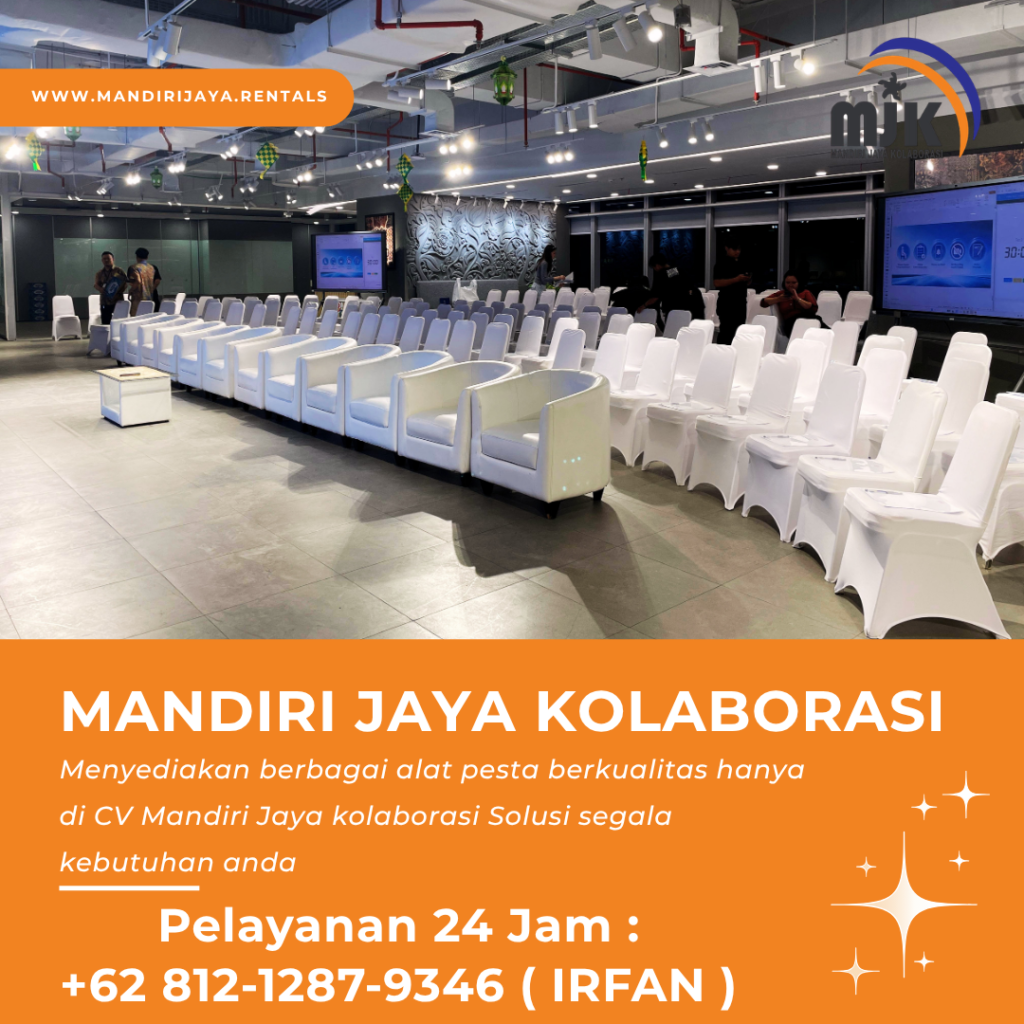 Sewa Sofa Oval Kursi Susun Cover Ketat Putih Area Bekasi
