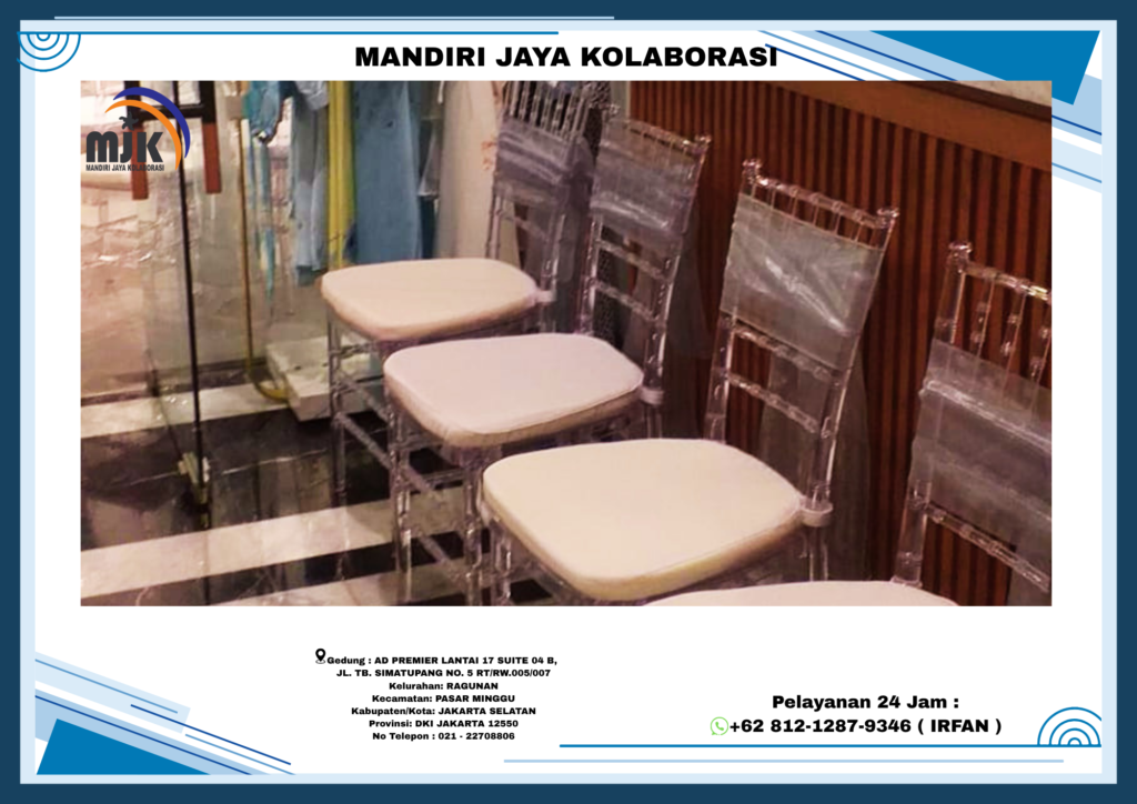 Rental Kursi Tiffany Acrylic Bening,Sewa Partisi Putih Depok