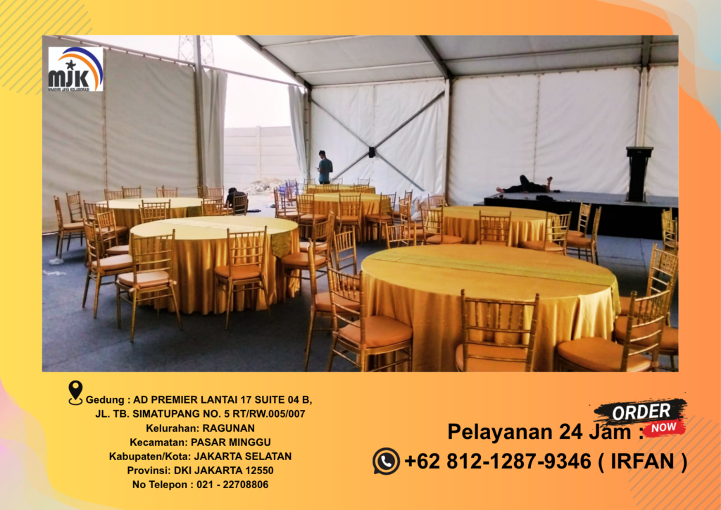 Sewa Meja Bundar, Kursi Tiffany Gold VIP Daerah Jakarta Selatan