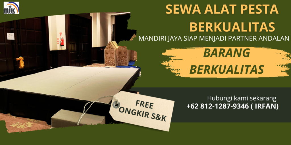 Sewa Panggung Poni Hitam Karpet Abu-abu Depok