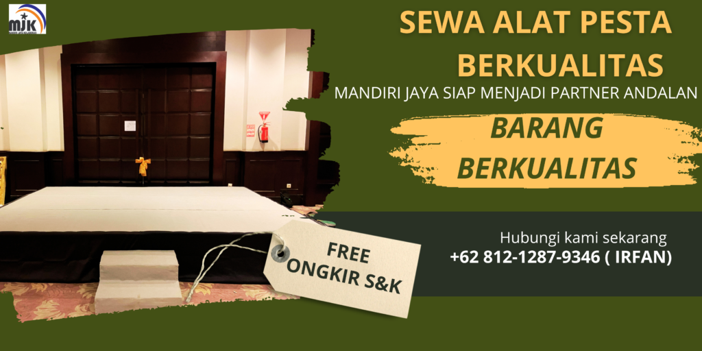 Sewa Panggung Poni Hitam Karpet Abu-abu Depok