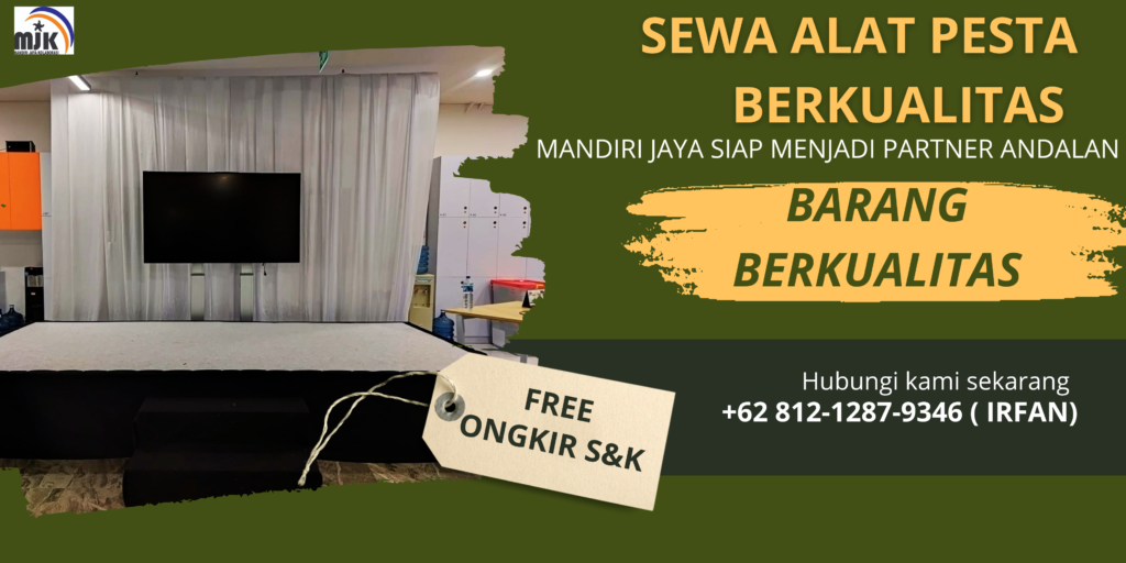 Sewa Panggung Poni Hitam Karpet Abu-abu Depok