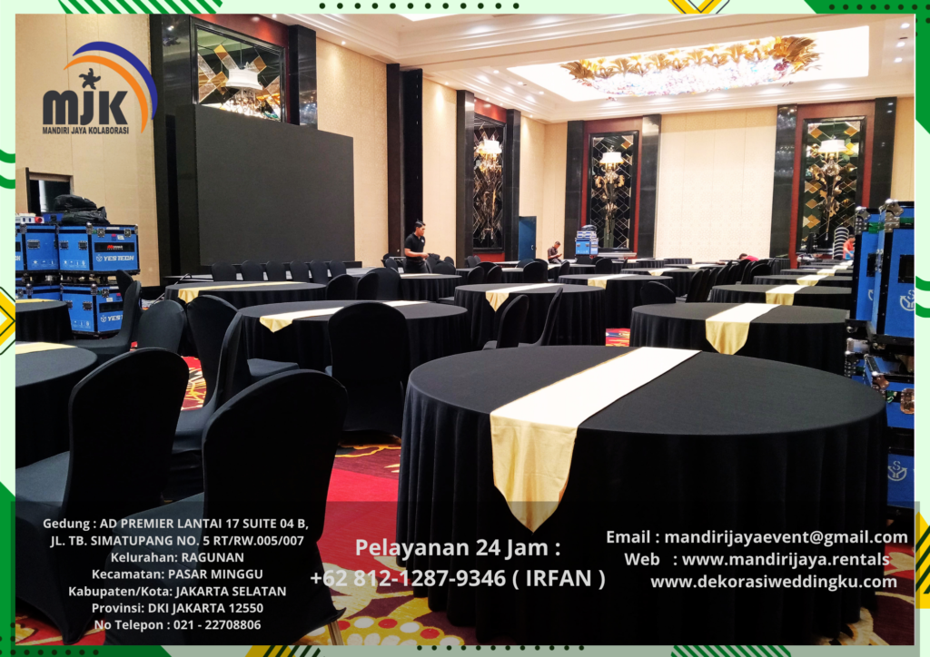 Sewa Round Table,Kursi Cover Hitam Area Bekasi