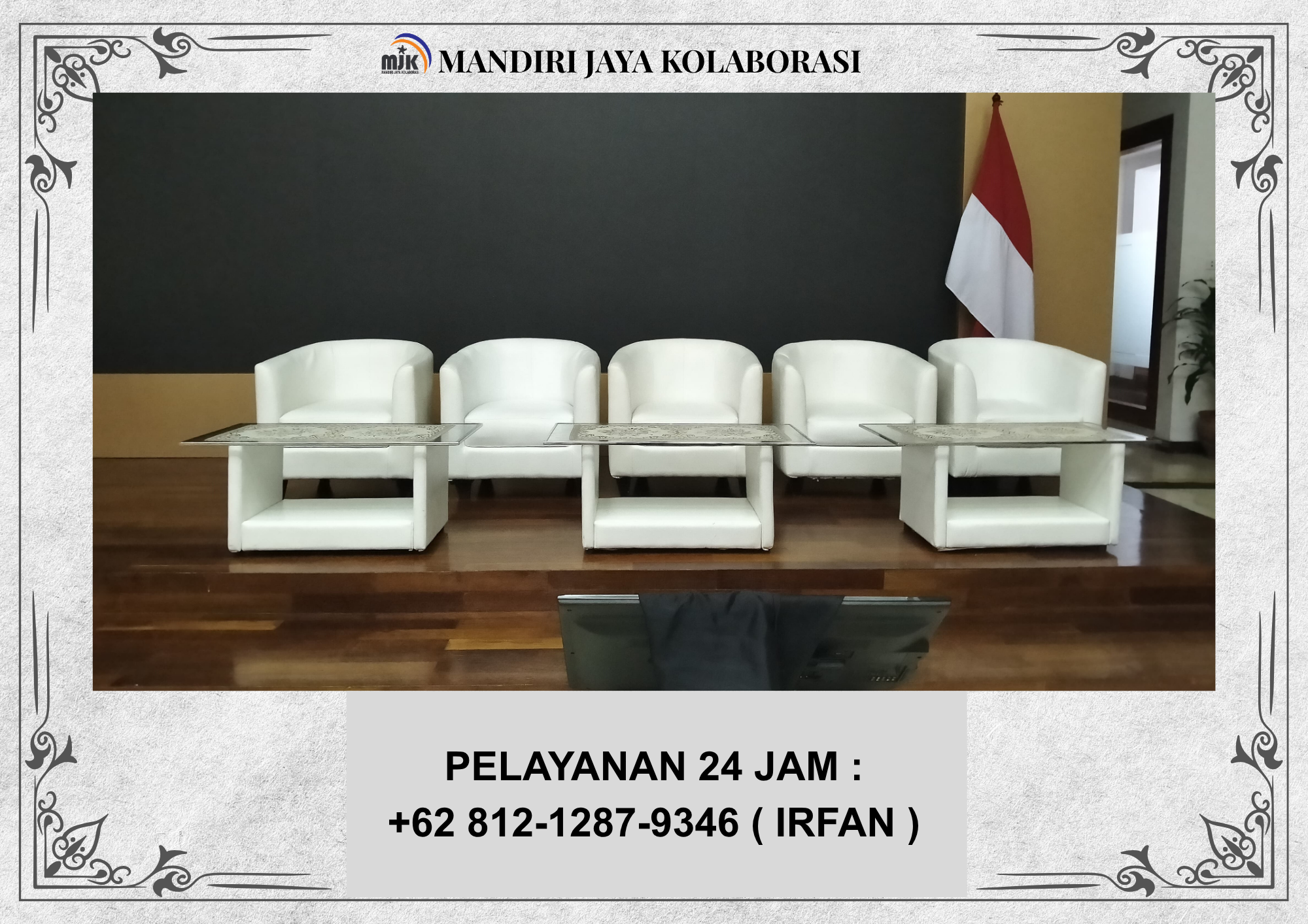 Sewa Sofa Oval Putih,Sofa Oval Hitam,Meja Kaca VIP Jakarta