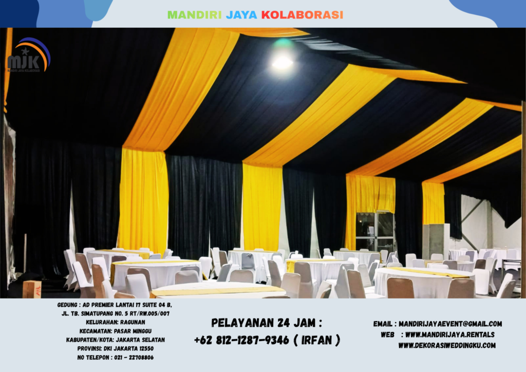 Sewa Tenda Serut Hitam Gold,Meja,Kursi Jakarta