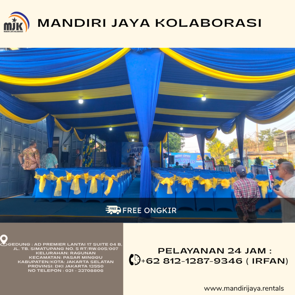 Rental Tenda Dekorasi kain Biru Jakarta
