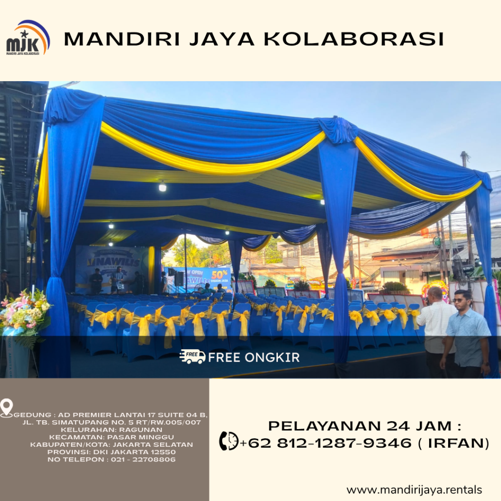 Rental Tenda Dekorasi kain Biru Jakarta