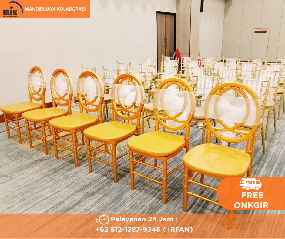 Sewa Kursi olivia dan Tiffany warna Gold Bogor