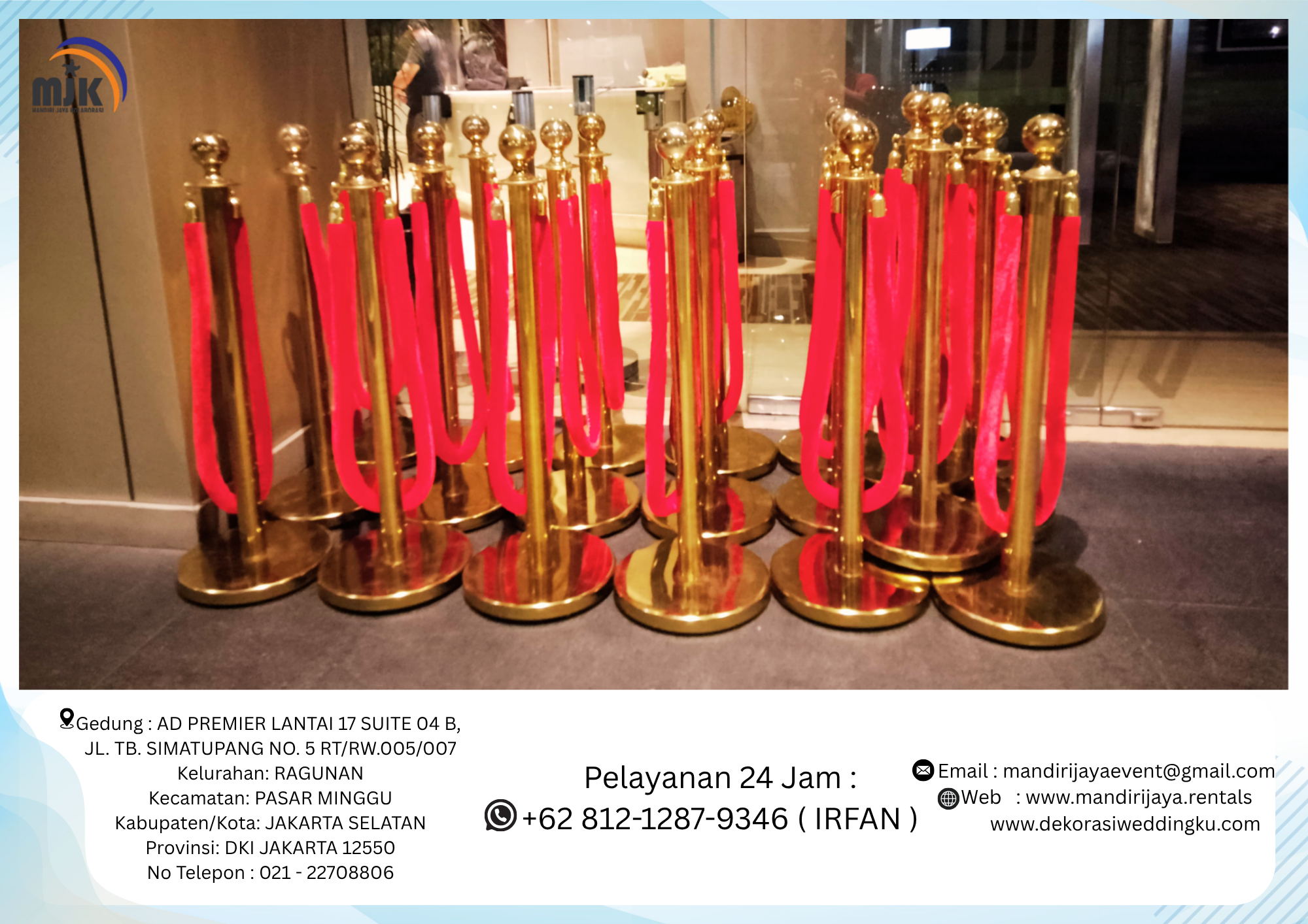 Sewa Tiang Antrian Tali Bludru Merah & Mistyfan Kuningan Jakarta Sewa Tiang Antrian Tali Bludru Merah & Mistyfan Kuningan Jakarta