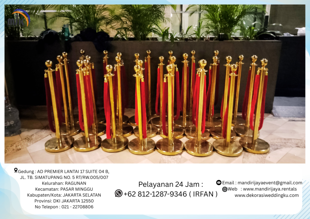 Sewa Tiang Antrian Tali Bludru Merah & Mistyfan Kuningan Jakarta