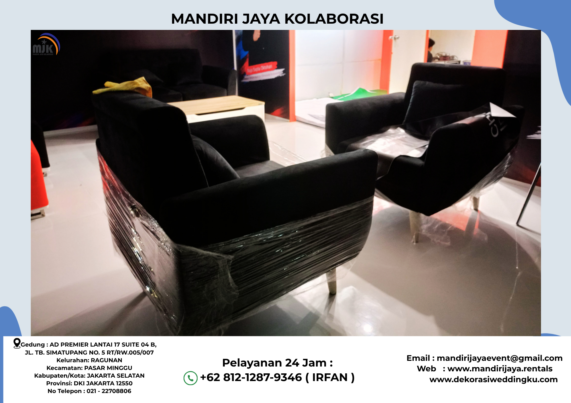 Rental Puff Merah,Misty fan,Sofa single Hitam Jakarta