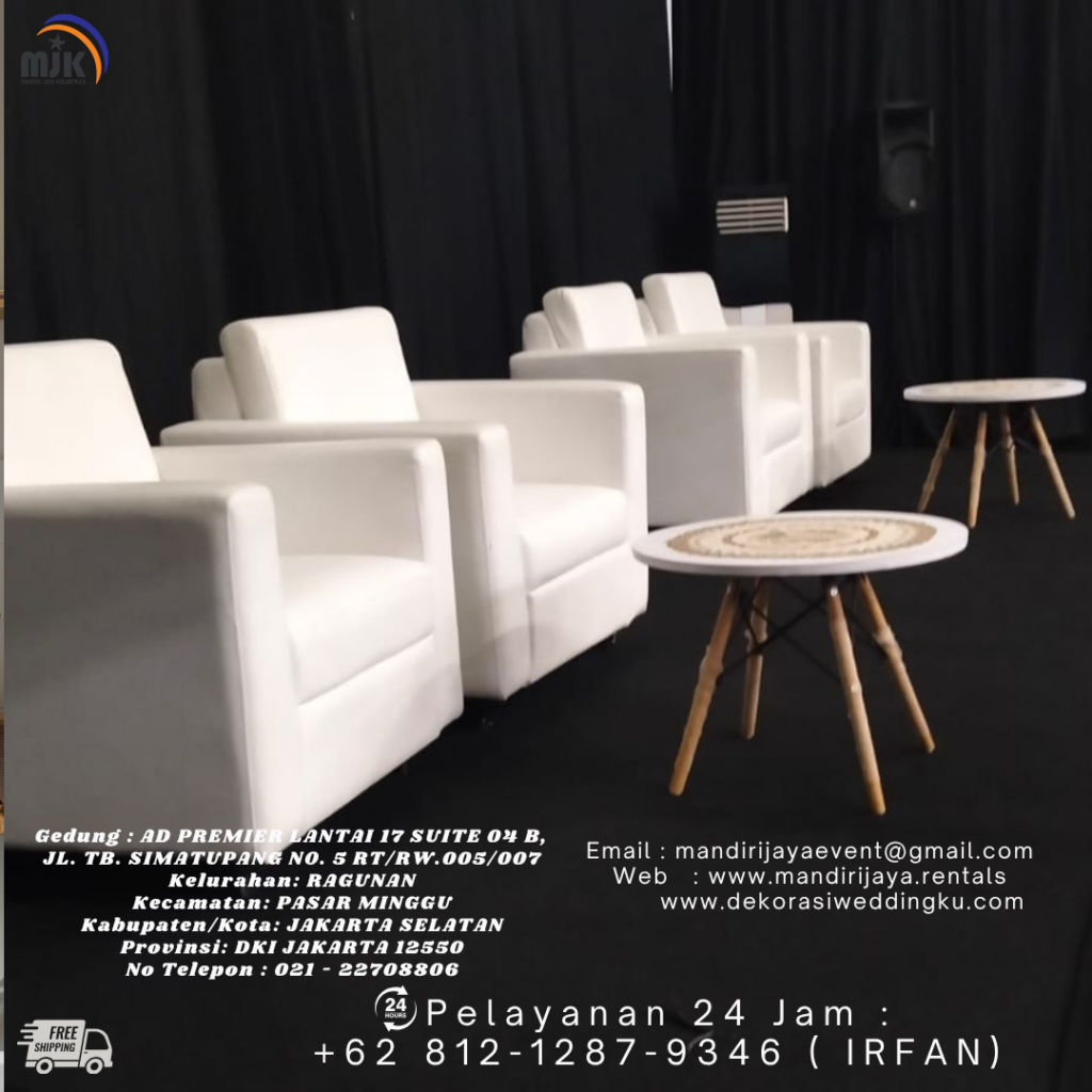 Sewa Sofa Putih Kotak Single,Meja Dirmy Putih Jakarta