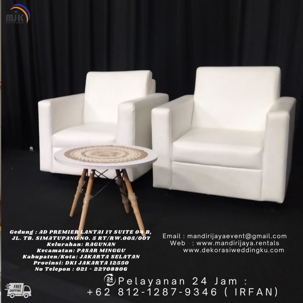Sewa Sofa Putih Kotak Single,Meja Dirmy Putih Jakarta