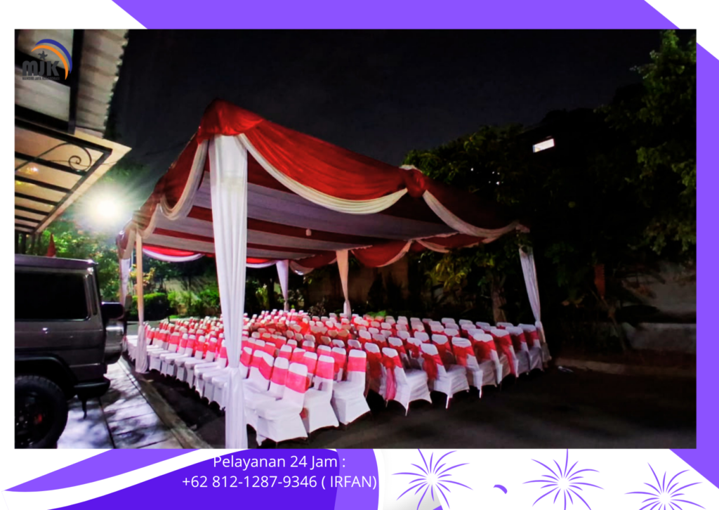 Sewa Tenda Serut Merah Putih, Kursi Futura Cover Pita Merah Jakarta