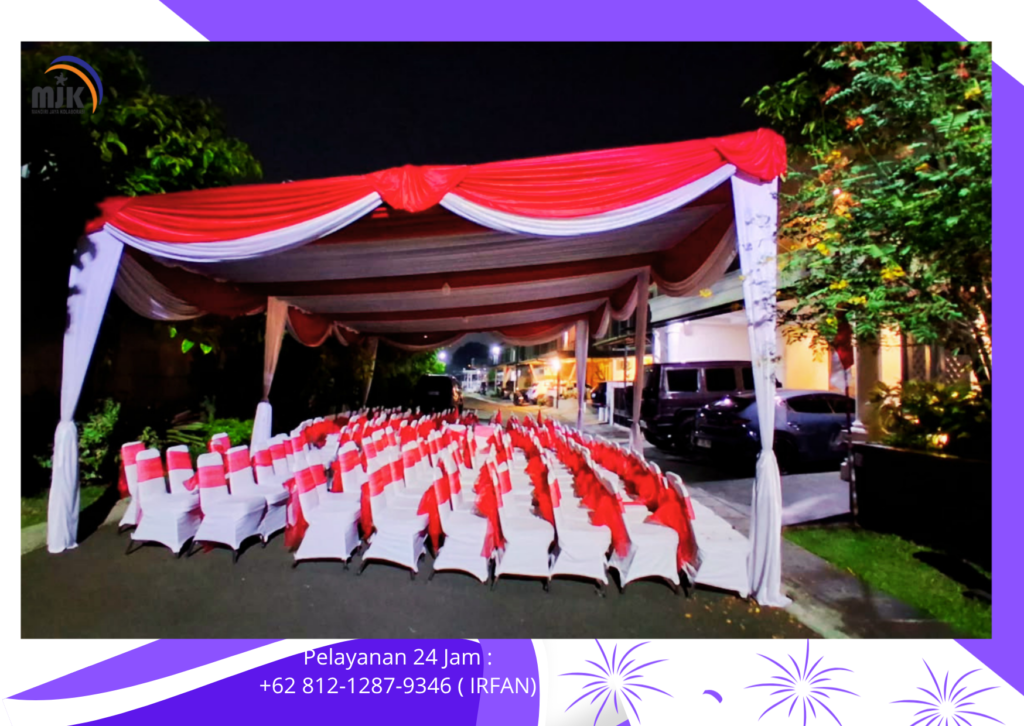Sewa Tenda Serut Merah Putih, Kursi Futura Cover Pita Merah Jakarta