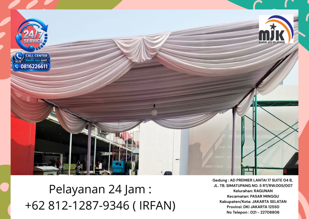 Jasa sewa Tenda Serut Kain Putih Jakarta 081212879346 IRFAN