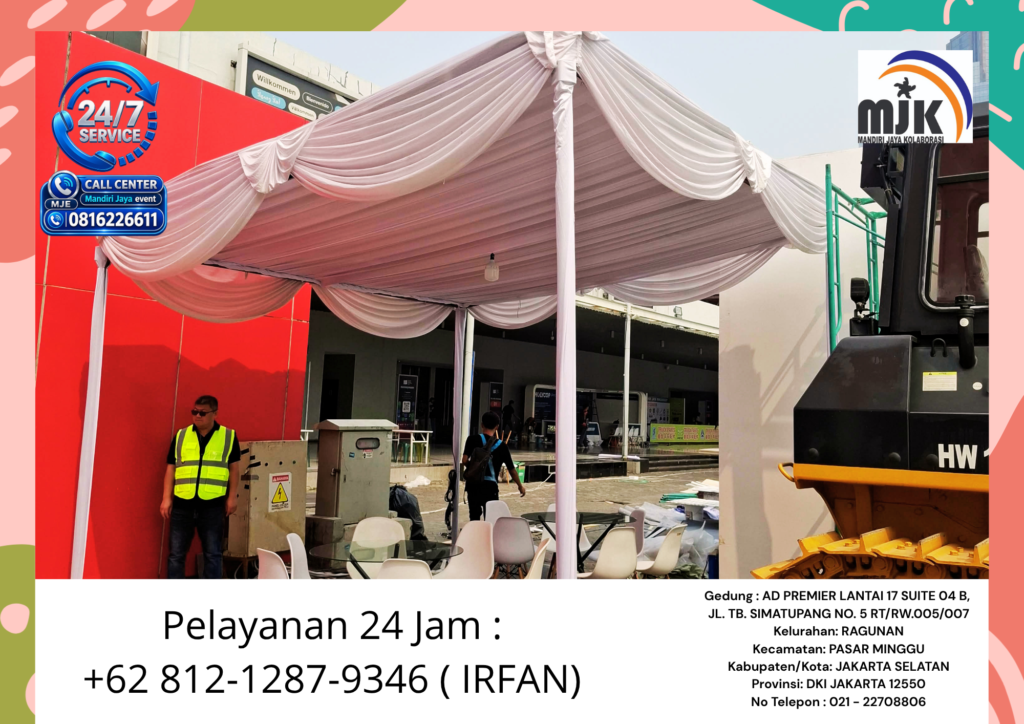 Jasa sewa Tenda Serut Kain Putih Jakarta 081212879346 IRFAN