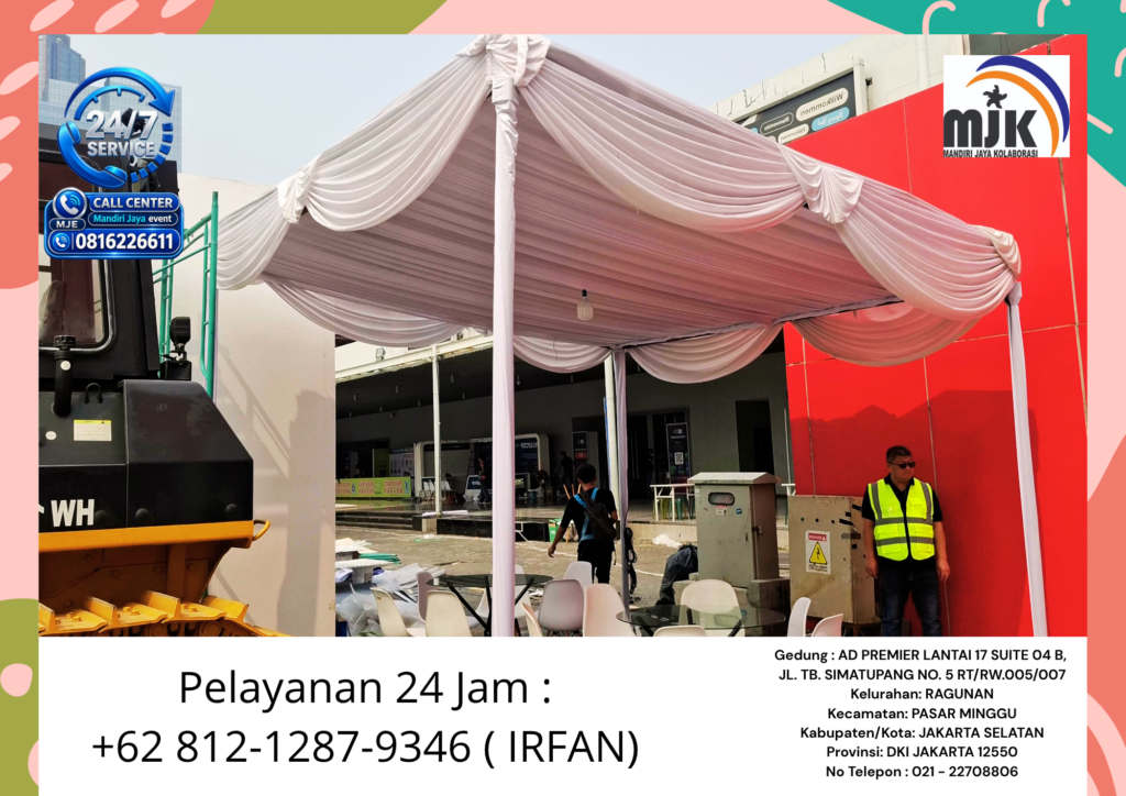 Jasa sewa Tenda Serut Kain Putih Jakarta 081212879346 IRFAN