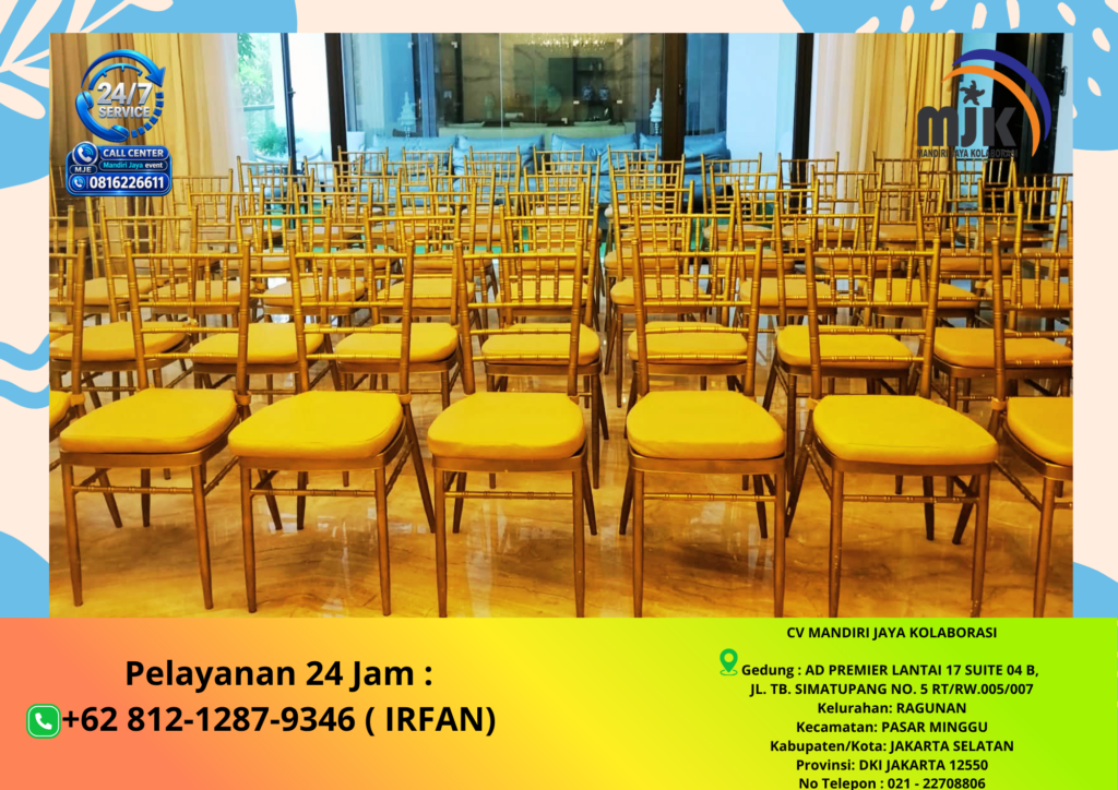 Rental kursi Tiffany Gold dan Round Table Jakarta