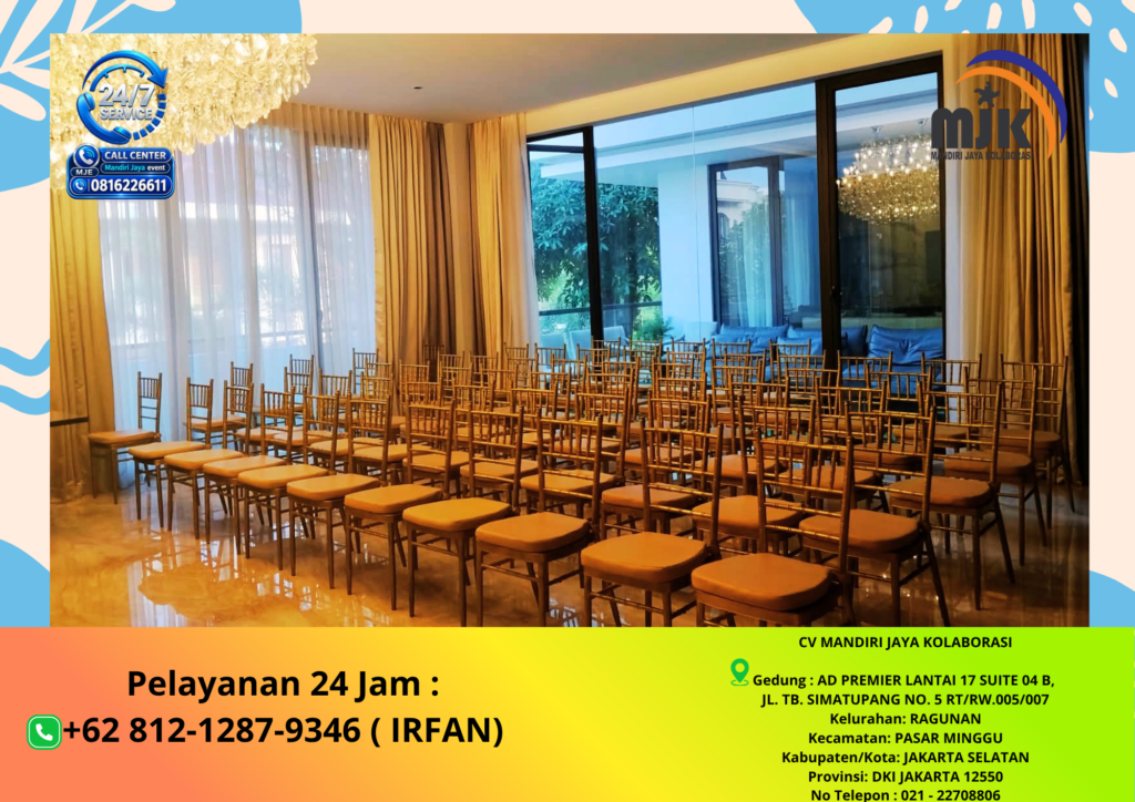Rental kursi Tiffany Gold dan Round Table Jakarta