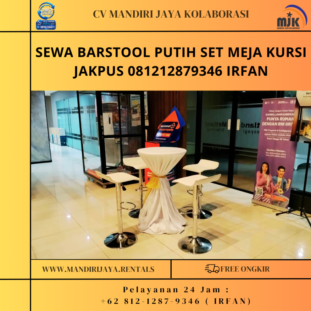 Sewa Barstool Putih Set Meja Kursi Jakpus 081212879346 IRFAN
