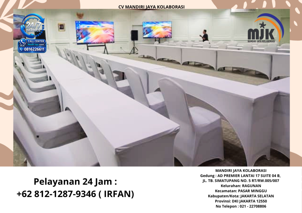 Sewa Meja IBM Cover,Kursi Cover Putih Ketat BSD