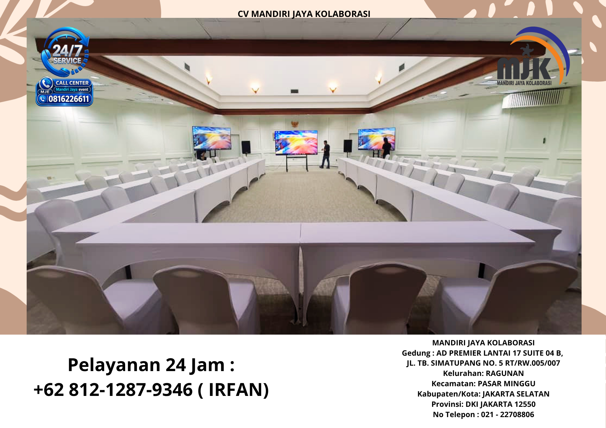 Sewa Meja IBM Cover,Kursi Cover Putih Ketat BSD