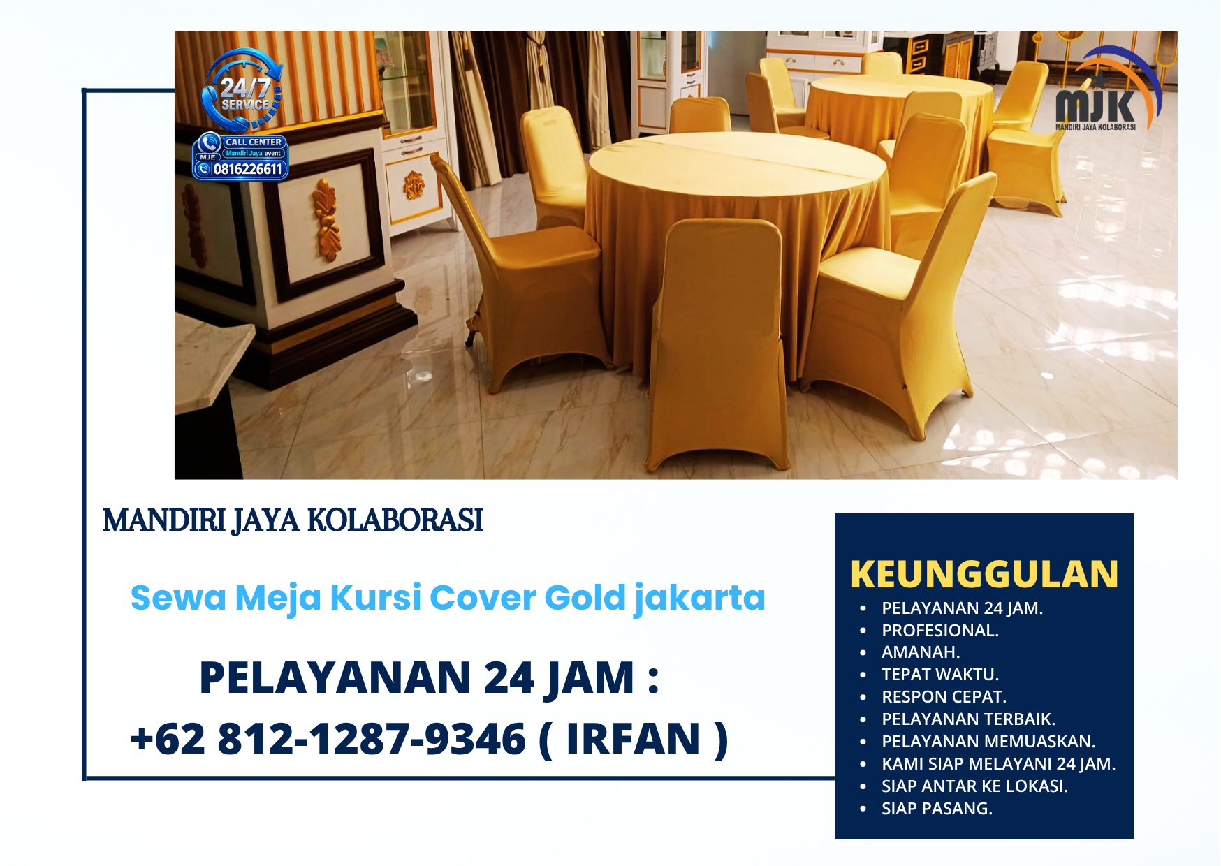 Sewa Meja Kursi Cover Gold jakarta +62 812-1287-9346 (IRFAN)