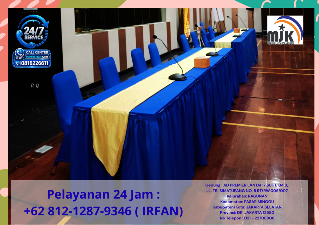 Sewa Meja,Kursi,Taplak Dan Sarung Kursi Biru Jakarta